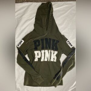 Victoria's Secret army green Hoodie with Bold Branding